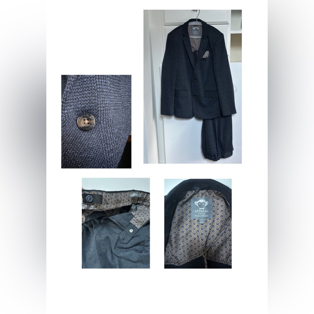 Appaman Stretchy Mod Suit in Navy Glen Plaid. Size 12